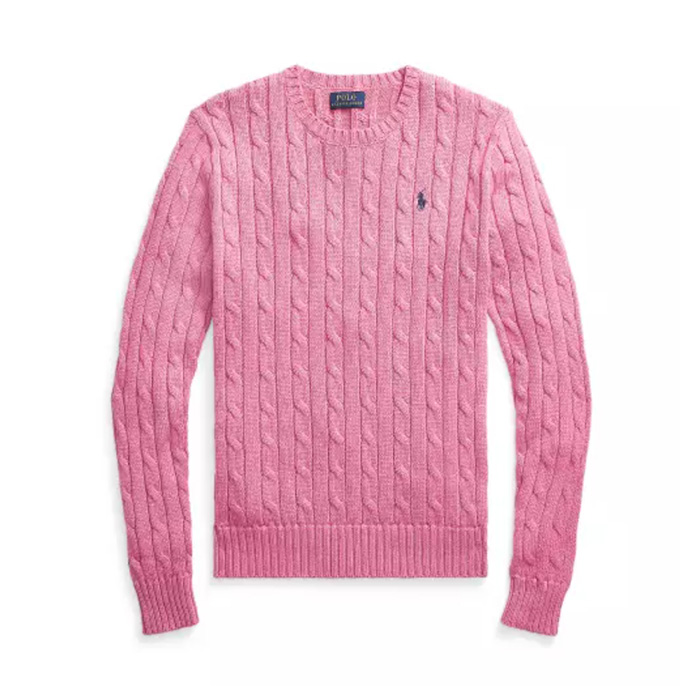 폴로 여성 케이블 크루 스웨터 Pink Mu