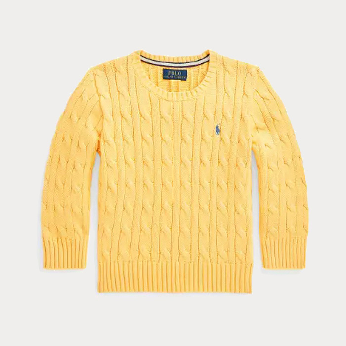 폴로 보이 8-20 케이블 스웨터 Yellow