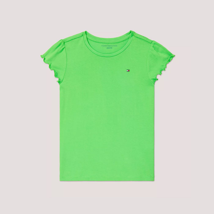 폴로믹스,타미 걸즈 2-16 러플 슬리브 반팔 탑 티셔츠 Lime