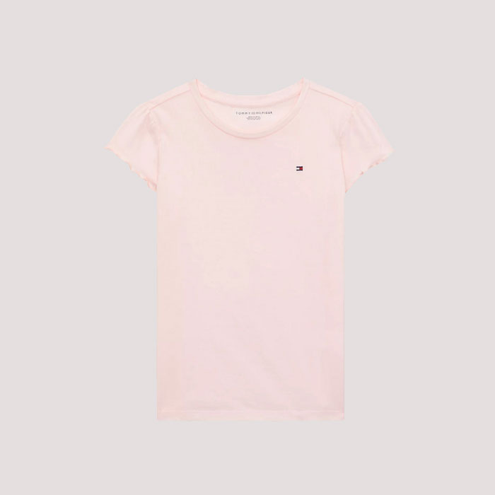 폴로믹스,타미 걸즈 2-16 러플 슬리브 반팔 탑 티셔츠 Lt Pink