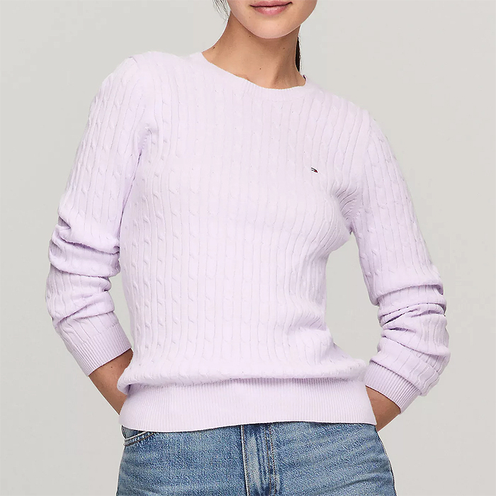 폴로믹스,타미 여성 케이블 스웨터 LT Purple