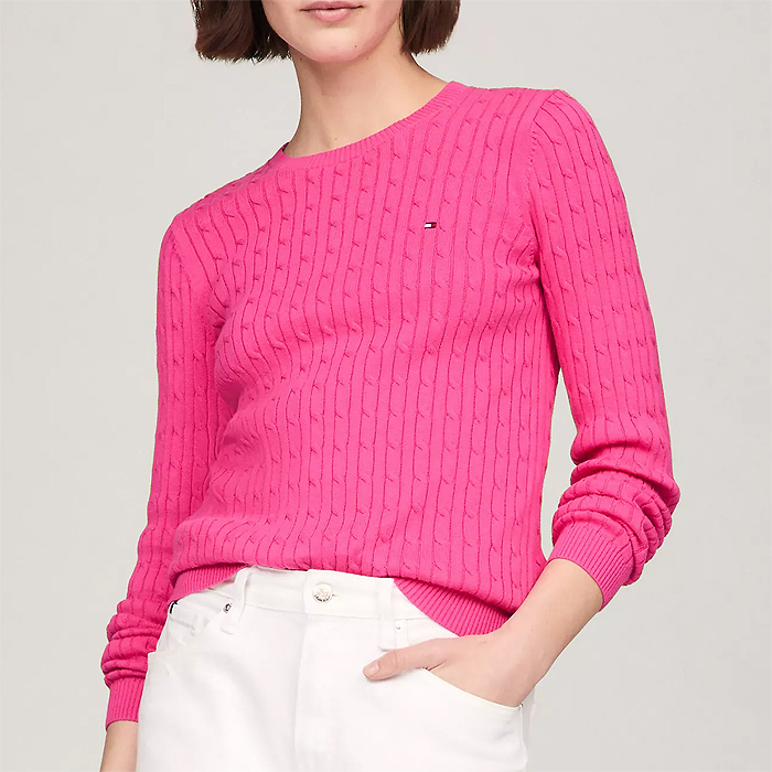 타미 여성 케이블 스웨터 Pink Passion