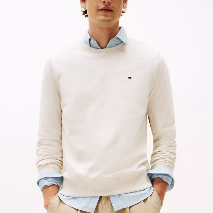 타미 남성 솔리드 크루넥 스웻셔츠 Beige Heather