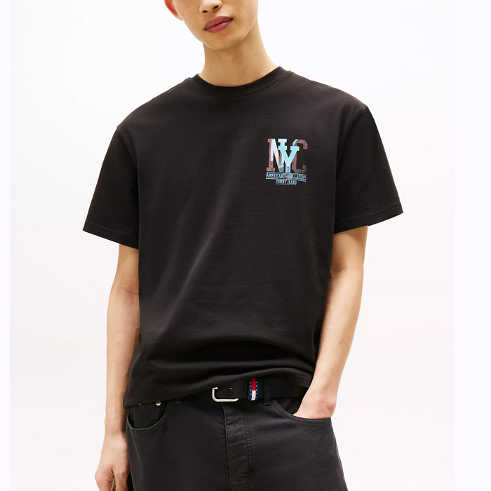 타미 남성 타미 진스 보울드 NYC 그래픽 티셔츠 Black