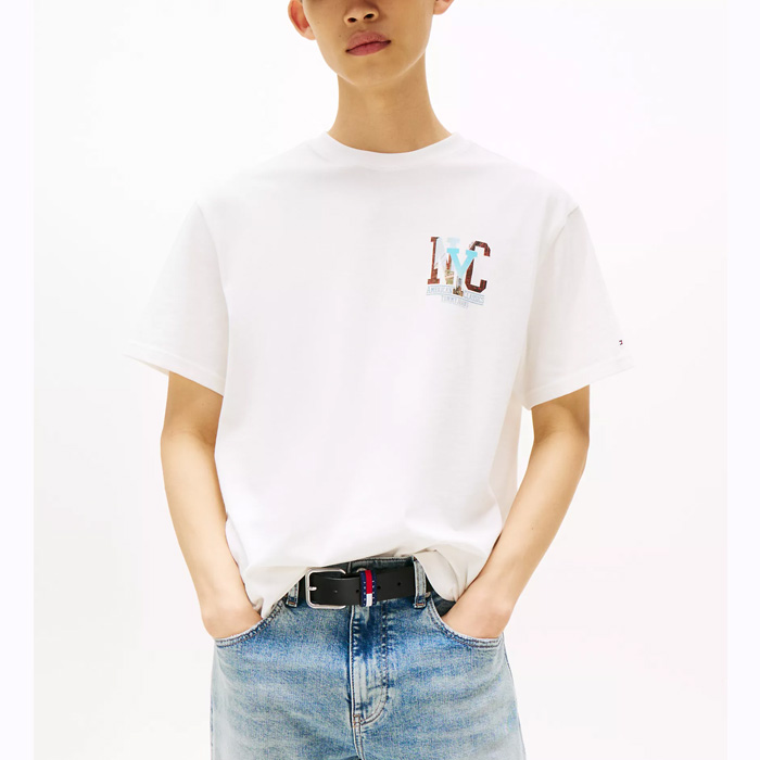 타미 남성 타미 진스 보울드 NYC 그래픽 티셔츠 Ecru