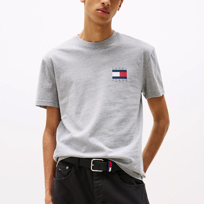 타미 남성 타미 진스 플래그 그래픽 티셔츠 Grey Heather ON
