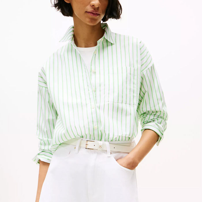타미 여성 릴렉스핏 스트라이프 셔츠 Lime Stripe